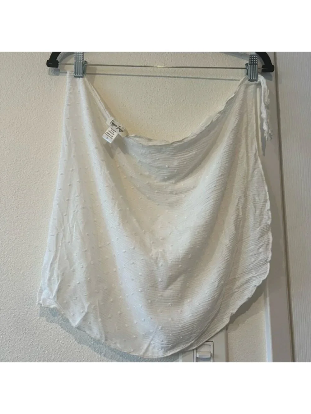 Semi Sheer White Polka Dot Mini Wrap Cover Up Skirt Size Small